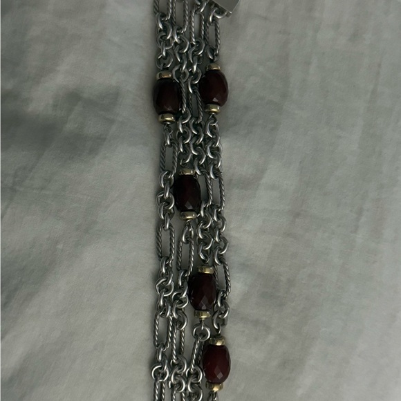 David Yurman Carnelian Bracelet in 18kt Yellow Gold/Sterling Silver - Picture 2 of 4